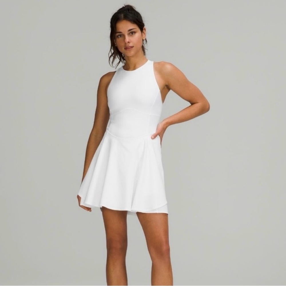 Light Blue Lululemon Court Crush Tennis Dress with Built-in Bra and Shorts - Picture 8 of 15